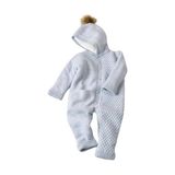 Bibaby 60600 Mavi Cepli Welsoftlu Triko Bebek Tulumu