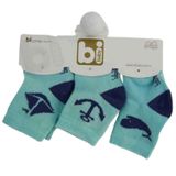 Bibaby 68106 Marine 3'lü Bebek Çorabı 0-3 Ay Turkuaz