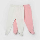 Bibaby Jakarlı 2'li Bebek Pantolonu 57911 Pembe-Ekru 9-12 Ay