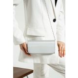 bibags Gümüş Saten Abiye Çanta Portföy Çanta Clutch Çanta Satendüzz