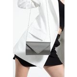 bibags Platin Saten Abiye Çanta Portföy Çanta Clutch Çanta