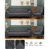 Bibaha Home Jakarlı Düz Desen 3 3 1 1 Lastikli Koltuk Örtüsü Takımı Kanepe Çekyat Örtüsü Koltuk Kılıfı - 180 x 230 cm - Antrasit