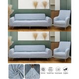 Bibaha Home Jakarlı Düz Desen 3 3 1 1 Lastikli Koltuk Örtüsü Takımı Kanepe Çekyat Örtüsü Koltuk Kılıfı - 180 x 230 cm - Gri
