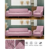 Bibaha Home Jakarlı Düz Desen 3 3 1 1 Lastikli Koltuk Örtüsü Takımı Kanepe Çekyat Örtüsü Koltuk Kılıfı - 180 x 230 cm - Pembe