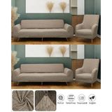 Bibaha Home Jakarlı Düz Desen 3 3 1 1 Lastikli Koltuk Örtüsü Takımı Kanepe Çekyat Örtüsü Koltuk Kılıfı - 180 x 230 cm - Vizon