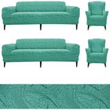 Bibaha Home Jakarlı Sehra Desen 3 3 1 1 Lastikli Kanepe Örtüsü | Lastikli Koltuk Örtüsü | Koltuk Kılıfı - 180 x 230 cm - Mint