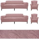Bibaha Home Jakarlı Sehra Desen 3 3 1 1 Lastikli Kanepe Örtüsü | Lastikli Koltuk Örtüsü | Koltuk Kılıfı - 180 x 230 cm - Pembe
