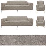 Bibaha Home Jakarlı Sehra Desen 3 3 1 1 Lastikli Kanepe Örtüsü | Lastikli Koltuk Örtüsü | Koltuk Kılıfı - 180 x 230 cm - Vizon