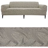 Bibaha Home Jakarlı Sehra Desen 3 Kişilik Lastikli Koltuk Kılıfı Çekyat Koltuk Örtüsü Streç Esnek Kanepe Kılıfı - 180 x 230 cm - Vizon