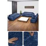 Bibaha Home Kadife Lastikli 3 3 1 1 Koltuk Örtüsü Takımı| Kanepe Kılıfı| Çekyat Örtüsü Kılıfı - 180 x 230 cm - Petrol Mavi