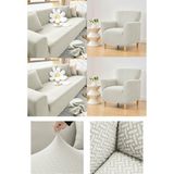 Bibaha Home Tuğla Desen Streç Lastikli Koltuk Örtüsü Takımı 3 3 1 1 Esnek Kanepe Çekyat Kılıfı - 180 x 230 cm - Krem