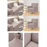 Bibaha Home Tuğla Desen Streç Lastikli Koltuk Örtüsü Takımı 3 3 1 1 Esnek Kanepe Çekyat Kılıfı - 180 x 230 cm - Vizon