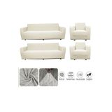 bibaha Jakarlı Düz Desen 3 3 1 1 Lastikli Koltuk Örtüsü Takımı Kanepe Çekyat Örtüsü Koltuk Kılıfı krem 180 x 230