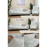 bibaha kadife Lastikli 3 3 1 1 Koltuk Örtüsü Takımı| Kanepe Kılıfı| Çekyat Örtüsü Kılıfı krem 180 x 230