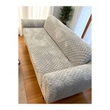 bibaha peluş Lastikli Koltuk Örtüsü 3 kişilik Yıkanabilir Esnek Koltuk Kılıfı Gri 180 x 230