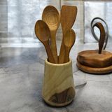 Bibakiyom 4 Parça Ahşap Mutfak Servis Seti (20 cm Ahşap Kaşık, 23CM Ahşap Kaşık, 27CM Ahşap Kaşık, 27 cm Ahşap Spatula)