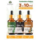 Biberiye Yağı Argan Yağı Çörekotu Yağı %100 Saf ve Doğal Bitkisel Uçucu Yağ 3x10 ml
