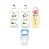 Biberon Ve Emzik Temizleyici 500 Ml*2+saç Ve Vücut Şampuanı 200 Ml+meyve Süzgeci Mavi