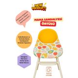 BibKing Mama Sandalyesi Örtüsü Meyve Baskılı Desen Mama ve Aktivite Önlüğü (KESELİ)