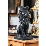 Biblo Dekoratif Heykel Taçlı Aslan Biblosu Siyah Model 34 8682874853290