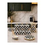 Bibo Home Mutfak Seti - Mutfak Çeyiz Seti 105 Siyah Damalı Gold