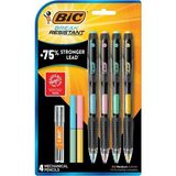 Bic 0,7 mm Uç Boyutlu Mekanik Kurşun Kalem 4 Kalem +4 Silgi Okul ve Ofis İçin Dayanıklı