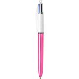 BIC 1 Tükenmez Kalem 4 Renk Shine, Gövde Beyaz/Pembe Metalik, 4 Klasik Renk