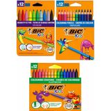 Bic 12' li kuru- pastel- keçeli 3'lü Boya Kalemi seti