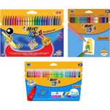 Bic 24 Renk Kuru Boya Pastel Boya Keçeli Boya Seti 3 lü