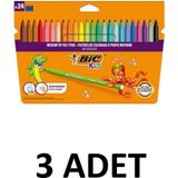 Bic 3 Adet Kıd Couleur Keçeli Boya Kalemi 24 Renk