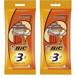BIC 3 Sensitive Erkek Tıraş Bıçağı 4'lü Poşet (1 x 4 Adet), 3 Bıçaklı, Aloe Vera ile Zenginleştirilmiş Kayganlaştırıcı Jel Şerit 2li paket