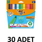 Bic 30 Adet Vısa Yıkanabilir Jumbo Keçeli Boya Kalemi Seti 12 Renk Kutu