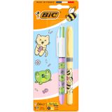 Bic 4 Colours Kawaii Animals 4 Renkli Tükenmez Kalem + Fosforlu Kalem 2’li Set