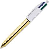 BIC 4 Colours Shine Altın Gövde Tükenmez Kalem 12'li Kutu, 4 Renk (Mavi, Siyah,Yeşil ve Kırmız