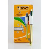 Bic 4 Renk Shine Metalik Gold Gövde Çoklu Tükenmez Kalem - 1 Adet