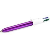 Bic 4 Renkli Tükenmez Kalem 4 li Shine Mor Metal Gövde ile Şık Tasarım
