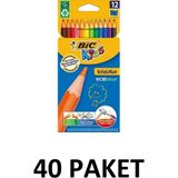 Bic 40 Paket Evulotion Kuru Boya Kalemi 12 Renk Tam Boy - Renkli