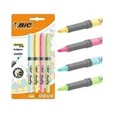Bic 4'lü Paket Pastel Fosforlu Kalem, Kesik Uçlu, Çok Renkli, Okul ve Ofis İçin İdeal