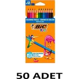 Bic 50 Adet Tropicolors Kuru Boya Kalemi 12 Renk
