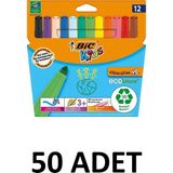 Bic 50 Adet Vısa Yıkanabilir Jumbo Keçeli Boya Kalemi Seti 12 Renk Kutu