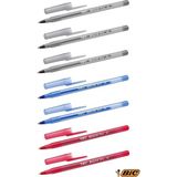 Bic 7'li Tükenmez Kalem Seti - Gri, Mavi ve Kırmızı Renkler, Standart Ölçü, Düz Desen