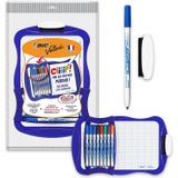 BIC 967444 Velleda Cliiip Set Beyaz Tahta (21 x 31 cm) Silecek; 8 Silinebilir Marker - 10'lu Set, Çeşitli Renklerde