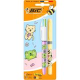 Bic Bıc 4 Colours Kawaii Animals 4 Renkli Tükenmez Kalem + Fosforlu Kalem 2’li Set