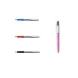Bic Bıc Grip Roller 3'lü Set & 4 Colours Shıne Pembe Gövde Tükenmez Kalem Seti
