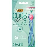 Bic Bıc Soleil Click Sensitive Kadın Tıraş Bıçağı 1 Gövde ve 2 Başlık Üç Bıçaklı Kayganlaştırıcı Bantlı