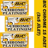 Bic Chrome Platinum Çift Kenarlı Tıraş Bıçağı 15 Adet Yaprak Jilet (3x5'li Kutu)