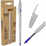 Bic Cristal Re'new Metal Gövdeli Tükenmez Kalem 2 Adet Mavi Renk Yedek ile Kullanıma Hazır