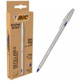 Bic Cristal Renew Metal Gövdeli Tükenmez Kalem Mavi (2 Adet Refil Hediye)