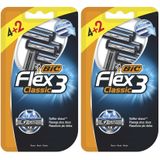 BIC Flex 3 Erkek Tıraş Bıçağı 6'lı Blister (3 Bıçak), Birbirinden Bağımsız Hareket Edebilen 3 Bıçak, Oynar Başlık, Aloe Vera ile Zenginleştirilmiş Kayganlaştırıcı Jel Şerit (2 paketi)