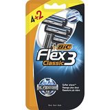 BIC Flex 3 Erkek Tıraş Bıçağı 6'lı Blister (3 Bıçak), Birbirinden Bağımsız Hareket Edebilen 3 Bıçak, Oynar Başlık, Aloe Vera ile Zenginleştirilmiş Kayganlaştırıcı Jel Şerit